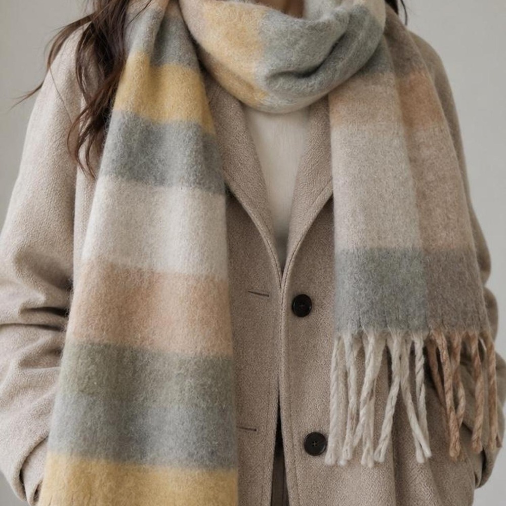 Ultra soft fuzzy plaid scarf